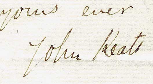 Keats's signature